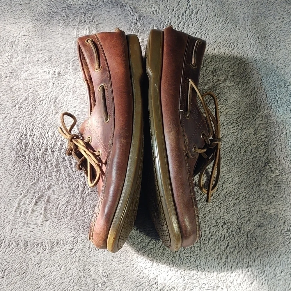 .Timberland Chestnut Brown Leather Boat Shoes Sz 10